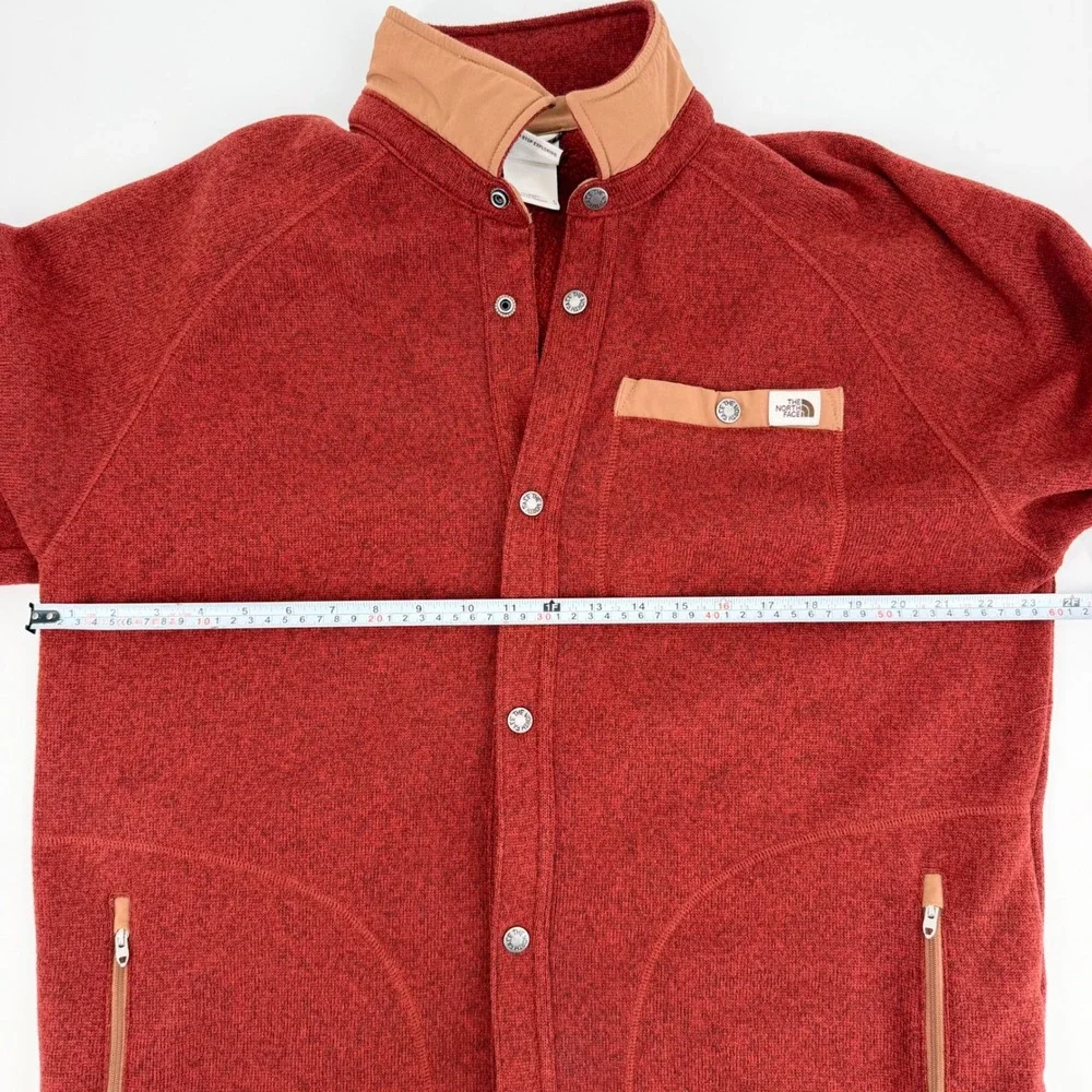 The North Face Mens Gordon Lyons Shacket Brick Red Fleece Snap Front Jacket L